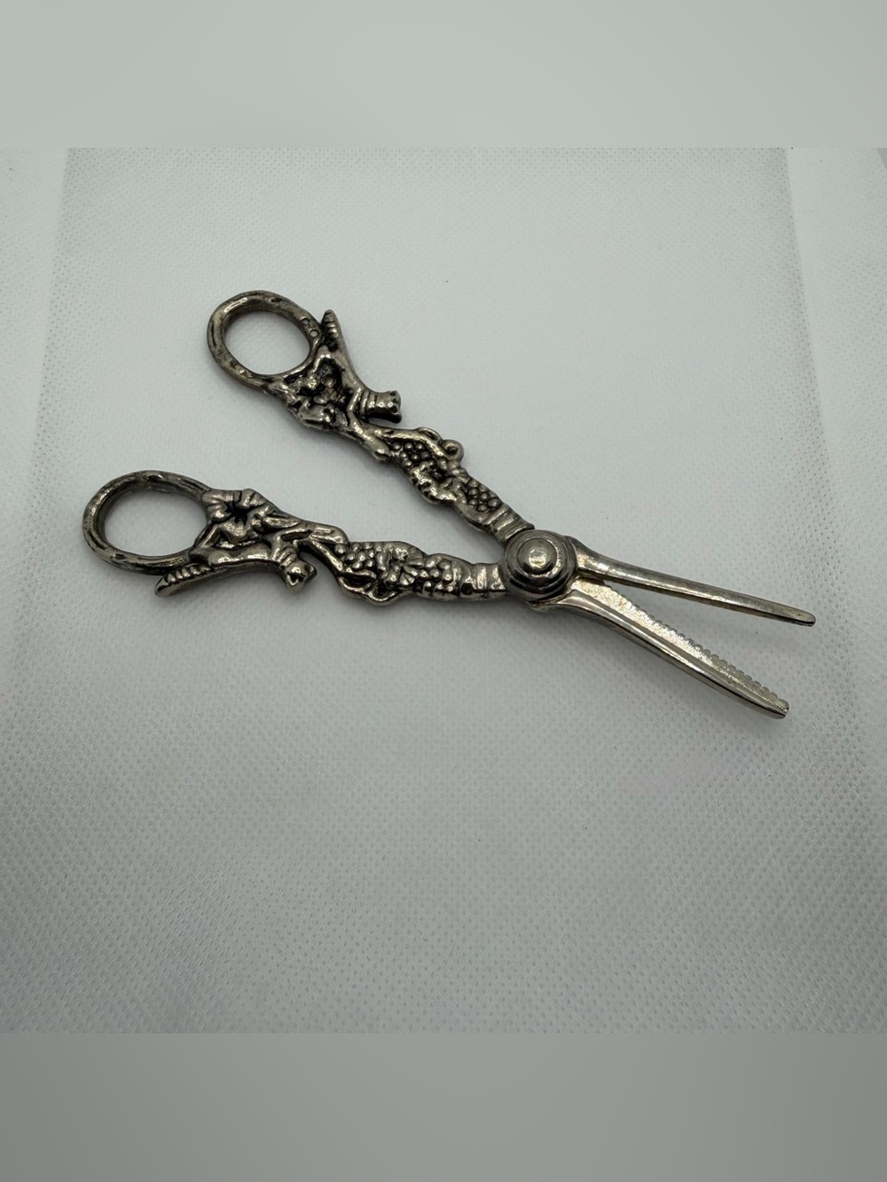 Antique Silver Grape Shears - Victorian Fox & Grapes Design (Decorative Only)